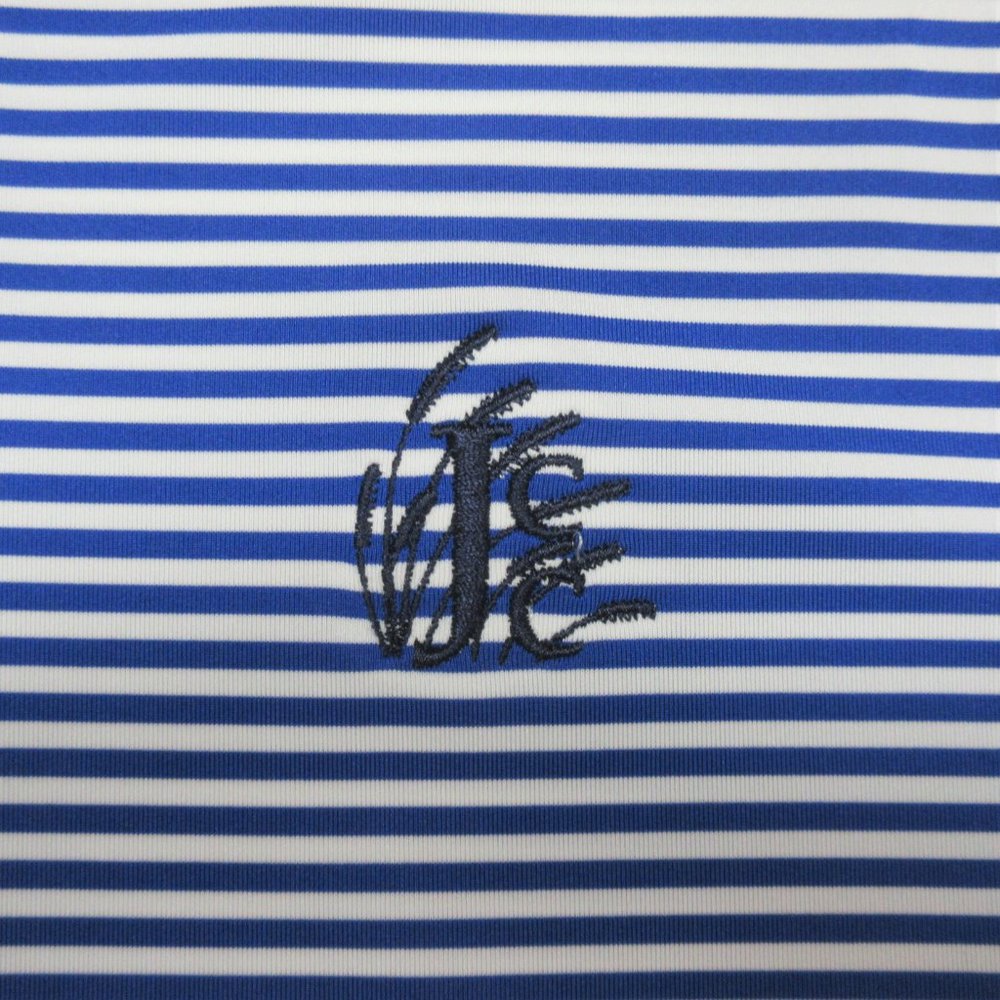 FOOTJOY POLY/SPANDEX POLO SHIRT NAVY BLUE & WHITE STRIPE Sz MEDIUM, M - Picture 2 of 4